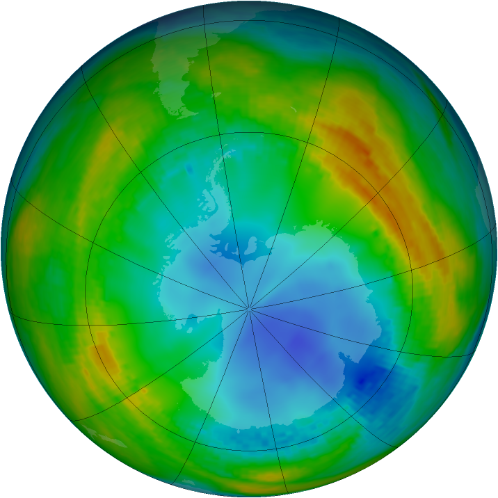 Antarctic ozone map for 25 July 2002